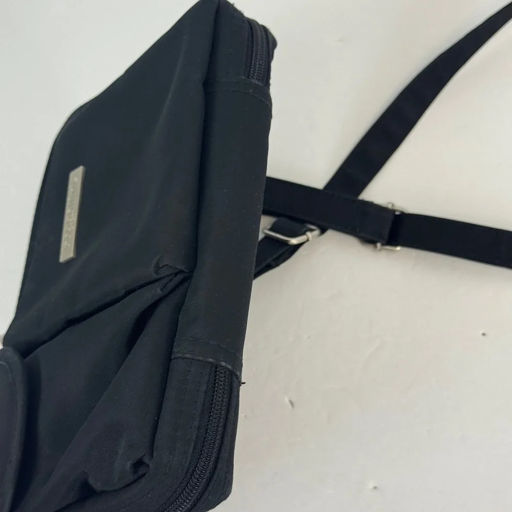 Baggallini Black Nylon Crossbody Bag Organizer Travel Purse Silver Hardware